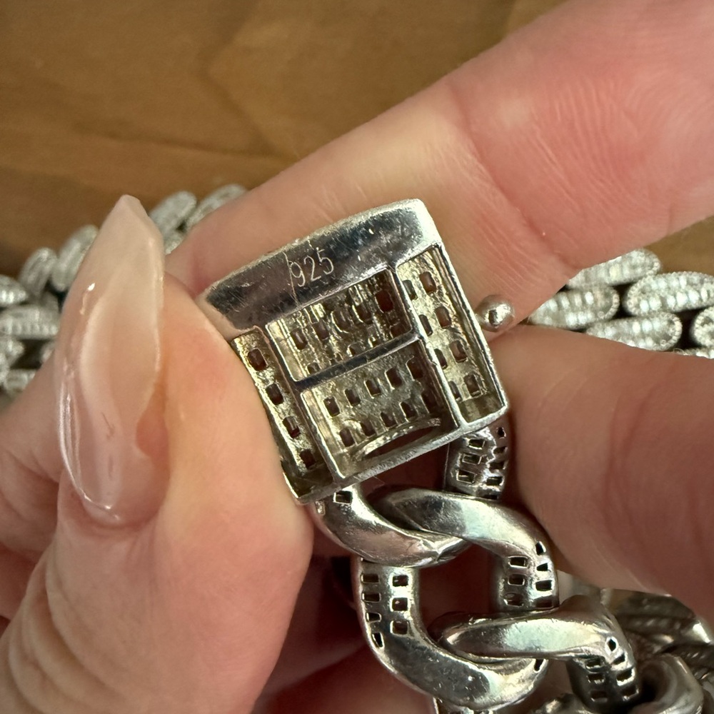 Rare iced out Miami link Cuban link silver 925 chain with genuine diamonds - Picture 6 of 6